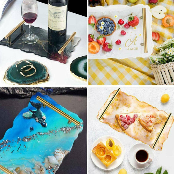 Large Safe Silicone Tray Mould Artist Mold Irregular Coaster Resin Craft Diy + 2 Handles Soap Moulds