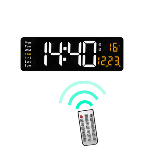 16" Orange Large Digital Big Jumbo Led Wall Desk Clock Display With Temperature Calendar Wall Clocks