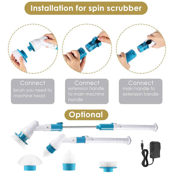Electric Cordless Spin Scrubber Super Power Turbo Clean Brush