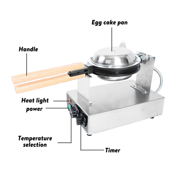 Commercial Electric Egg Puff Bubble Cake Waffle Maker Machine Nonstick