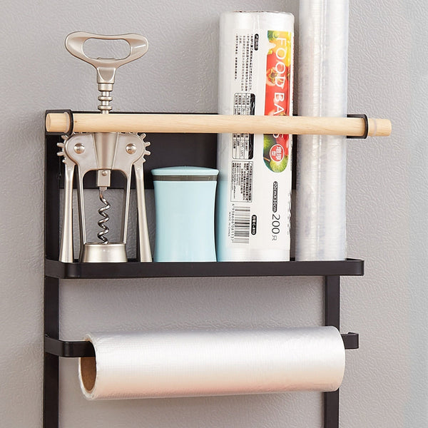 Refrigerator Storage Rack Magnetic Holder With Hooks Paper Spice Jars Shelf