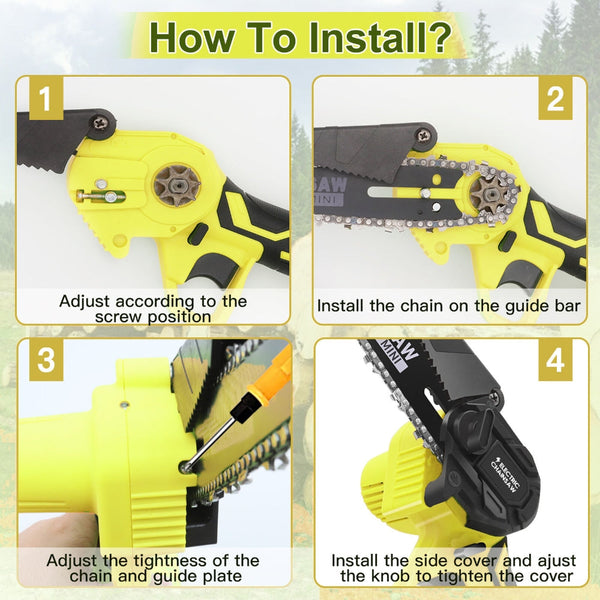Hod Health & Home 36V 8" Mini Cordless Electric Chainsaw 2Xbattery Wood Cutter Rechargeable Chainsaw Parts