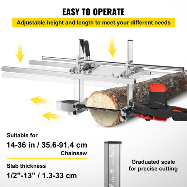 Chainsaw Mill For Saws 14" 36" Bar Furniture Making Wood Cutting Aluminum Steel Chainsaws