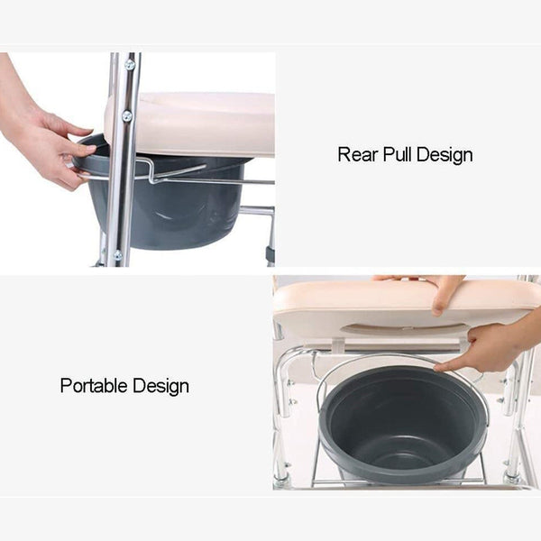Mobile Shower Toilet Commode Chair Bathroom Aluminum Bedside Footrest Wheelchair Wheelchairs