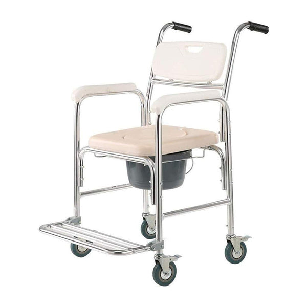 Mobile Shower Toilet Commode Chair Bathroom Aluminum Bedside Footrest Wheelchair Wheelchairs