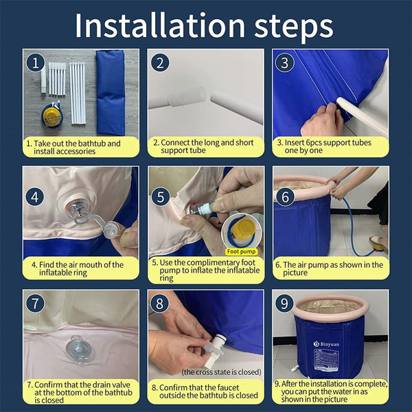 Baths Portable Bathtub Tub Folding Pvc Water Spa