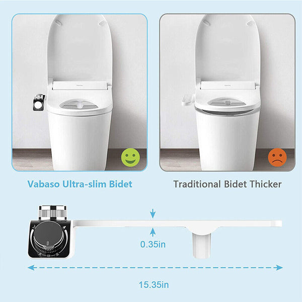 Toilet Bidet Seat Dual Nozzles Non Electric Water Sprayer Bathroom Bidets