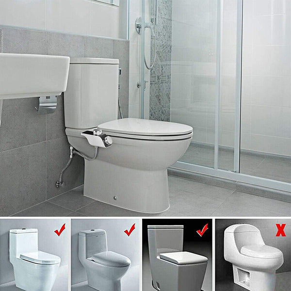 Toilet Bidet Seat Dual Nozzles Non Electric Water Sprayer Bathroom Bidets
