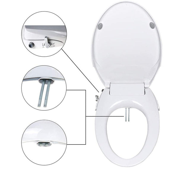 Non Electric Bidet Toilet Seat O Cover Bathroom Dual Nozzle Spray Water Wash
