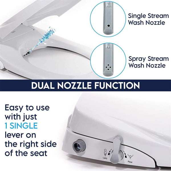 Non Electric Bidet Toilet Seat O Cover Bathroom Dual Nozzle Spray Water Wash