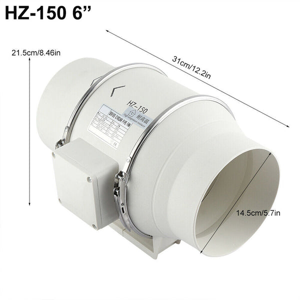 6" Inch Silent Extractor Fan Duct Hydroponic Inline Exhaust Vent Exhaust Fans & Ventilators