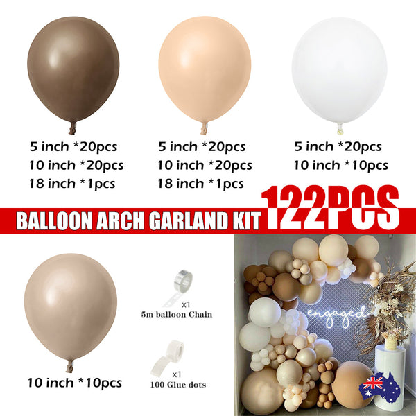 122X Coffee Balloon Arch Garland Kit Set Little One Shower Wedding Birthday Party Decor Balloons