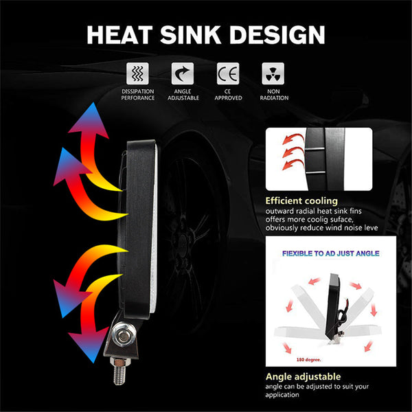 10Pcs 80W Cree Flood Led Work Lights 12V Boat Camping Square 4Inch Bar Torches & Work Lights