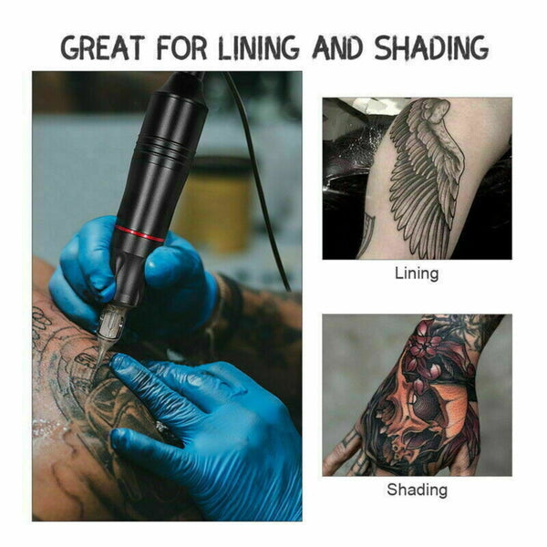 36Pc Tattoo Kit Motor Pen Machine Gun Color Inks Power Supply Needles Set Black