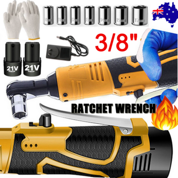 21V 3/8'' 100N.M Electric Right Angle Ratchet Wrench Charger+ Battery Ratchet Wrenches
