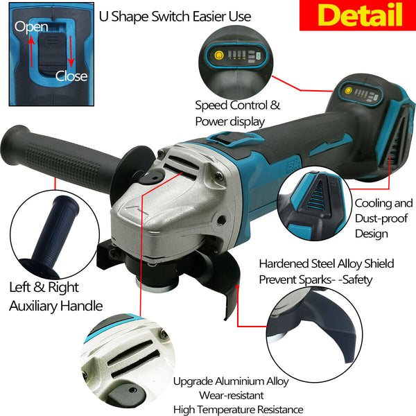 125Mm Brushless Angle Grinder Cutting Machine Polisher For Makita 18V Battery Angle Grinders