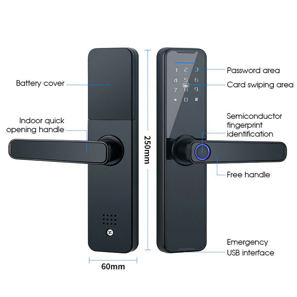 Home Wifi Smart Door Lock Biometric Fingerprint Card Password Key Usb