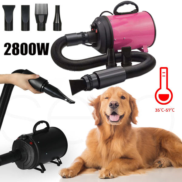 2800W Dog Dryer High Velocity Pet Blow Adjustable Speed 4 Nozzles