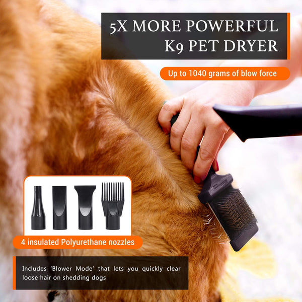 2800W Dog Dryer High Velocity Pet Blow Adjustable Speed 4 Nozzles