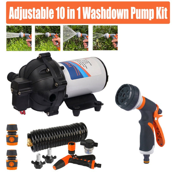 6.6Gpm Washdown Pump Kit 12V W/ Hose Nozzle For Rv Marine Boat Water Pumps & Pressure Tanks