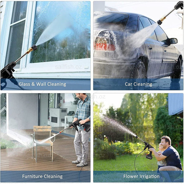 Electric Car Pressure Washer Cordless Spray Gun W/ 2 Battery Water Cleaner Tool Pressure Washers