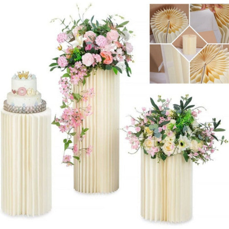 3 Pcs Carboard Round Plinth Cylinder Pedestal Wedding Flower Display Stand Venue Decorations