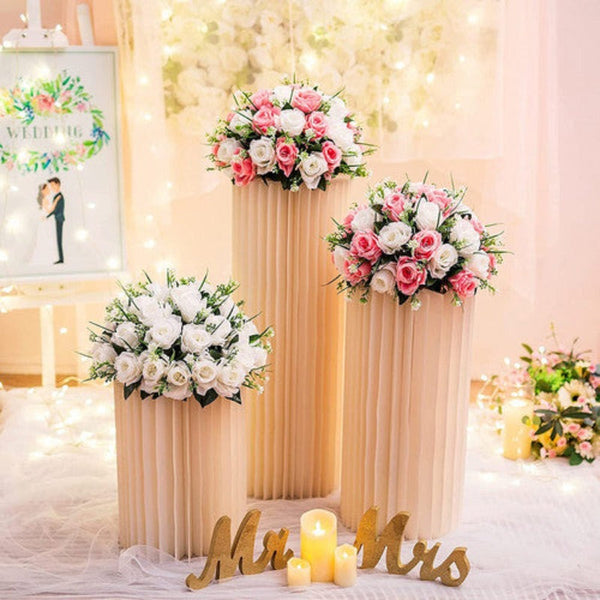 3 Pcs Carboard Round Plinth Cylinder Pedestal Wedding Flower Display Stand Venue Decorations
