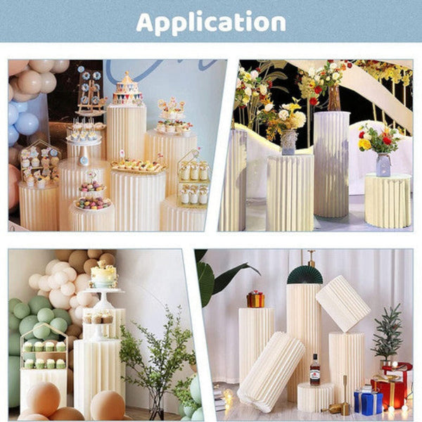 3 Pcs Carboard Round Plinth Cylinder Pedestal Wedding Flower Display Stand Venue Decorations