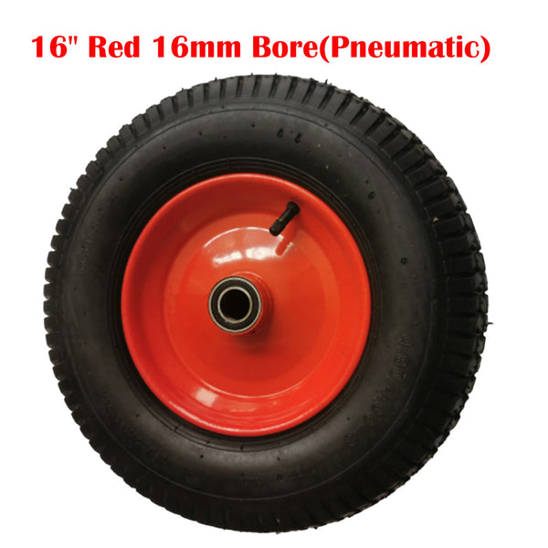 16" Red 16Mm Bore(Pneumatic) Tire Steel Rim For Hand Trolley Cart Wheelbarrows Carts Wagons