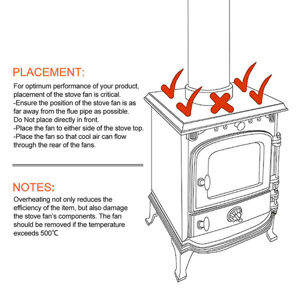 Wood Heater Fan Eco Heat Powered Self Powered Silent For Fireplace Stove Burner Fireplace & Stove Accessories
