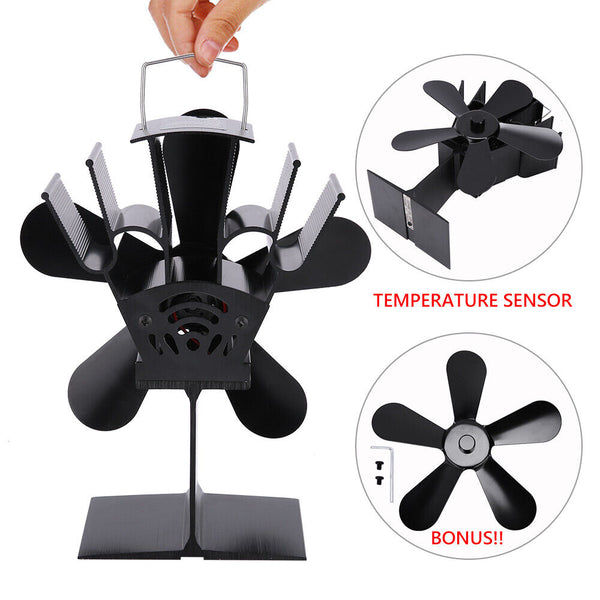 Wood Heater Fan Eco Heat Powered Self Powered Silent For Fireplace Stove Burner Fireplace & Stove Accessories