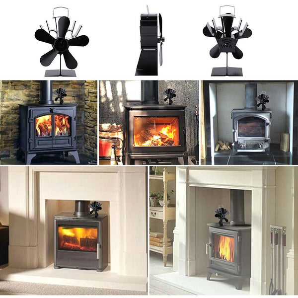 Wood Heater Fan Eco Powered Self-Powered Silent For Fireplace Stove Burner