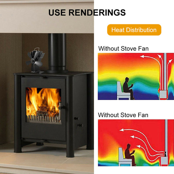 Wood Heater Fan Eco Heat Powered Self Powered Silent For Fireplace Stove Burner Fireplace & Stove Accessories