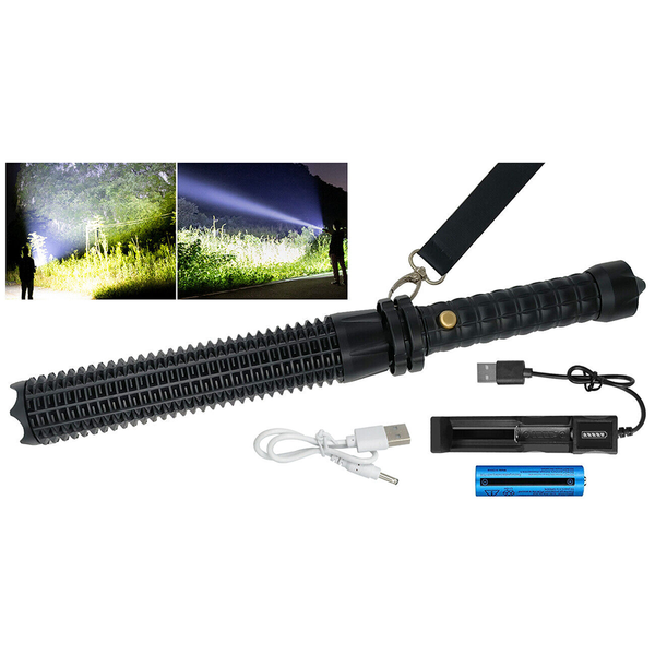 Baseball Led Flashlight Rechargeable Zoom Police Security Torch Baton Lamp Light Flashlights