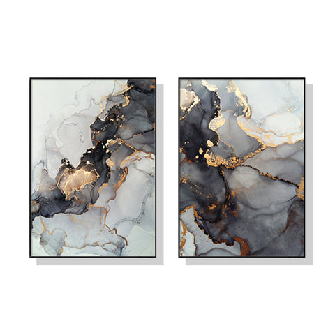 70Cmx100cm Black Splash 2 Sets Frame Canvas Wall Art