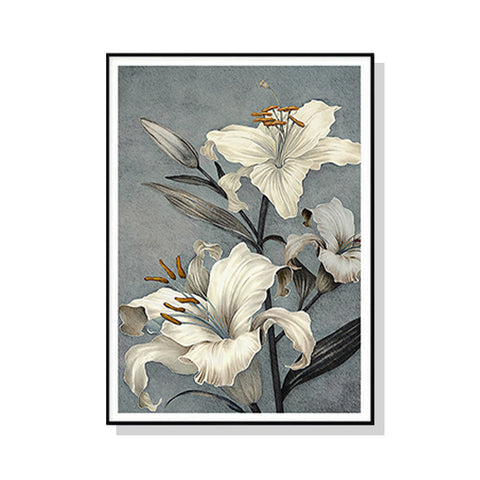 70Cmx100cm Floral Lily Ii Black Frame Canvas Wall Art