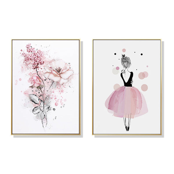 Artime Wall 50Cmx70cm Dancing Ballerina In Paris 2 Sets Gold Frame Canvas Posters & Prints