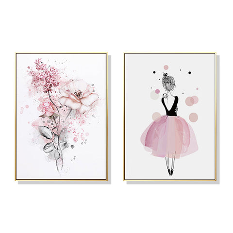 Artime Wall 50Cmx70cm Dancing Ballerina In Paris 2 Sets Gold Frame Canvas Posters & Prints