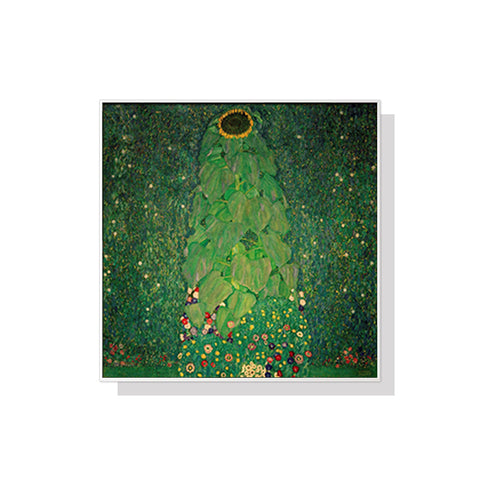 Artime Wall 50Cmx50cm Sunflower By Gustav Klimt White Frame Canvas Posters & Prints