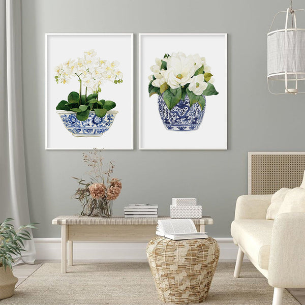 Wall Art 70Cmx100cm Elegant Flower 2 Sets White Frame Canvas
