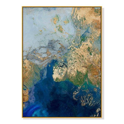 Artime Wall 50Cmx70cm Marbled Blue Gold Artwork Frame Canvas Posters & Prints