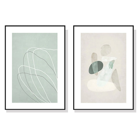 Wall Art 60Cmx90cm Abstract Body And Lines 2 Sets Black Frame Canvas