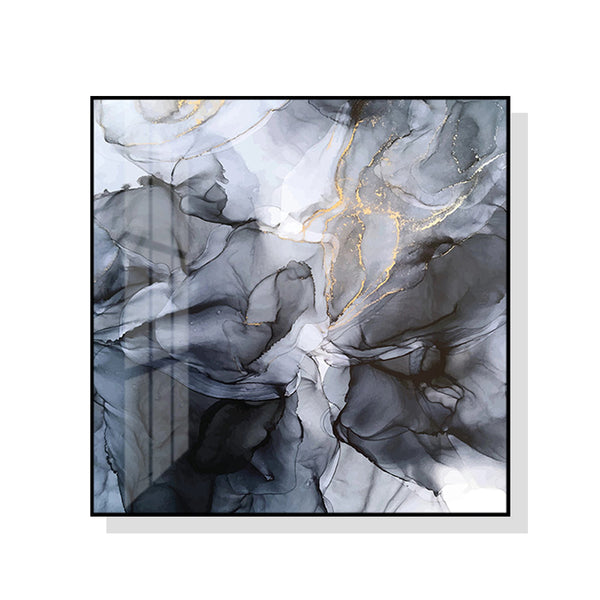 Artime Wall 50Cmx50cm Marbled Black Grey Frame Canvas Posters & Prints