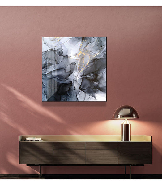 Artime Wall 50Cmx50cm Marbled Black Grey Frame Canvas Posters & Prints