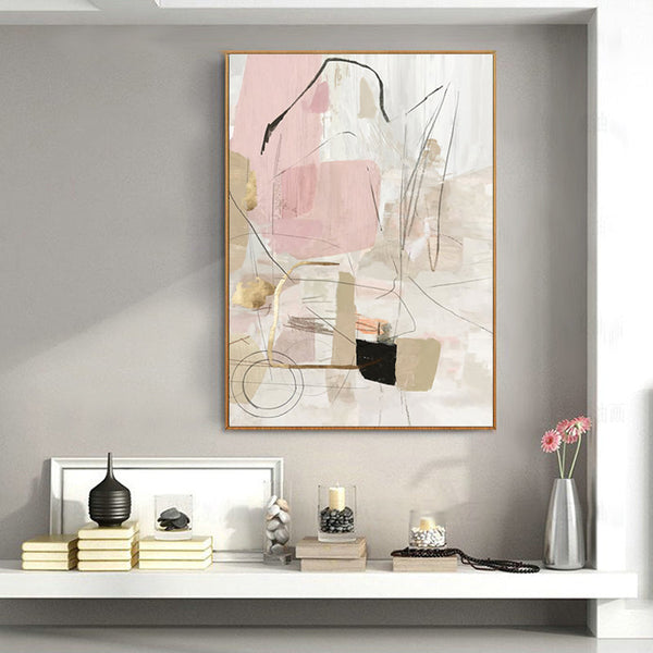 Artime Wall 50Cmx70cm Abstract Pink Gold Frame Canvas Posters & Prints