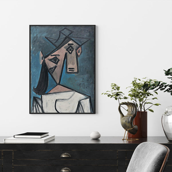 Artime Wall 50Cmx70cm Head Of Woman By Pablo Picasso Black Frame Canvas Posters & Prints