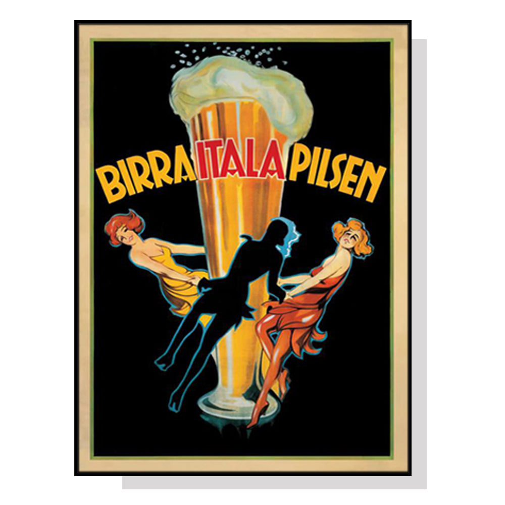 Artime Wall 50Cmx70cm Birra Itala Pilsen Black Frame Canvas Posters & Prints