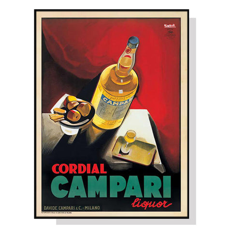 Artime Wall 50Cmx70cm Cordial Campari Liquor Black Frame Canvas Posters & Prints