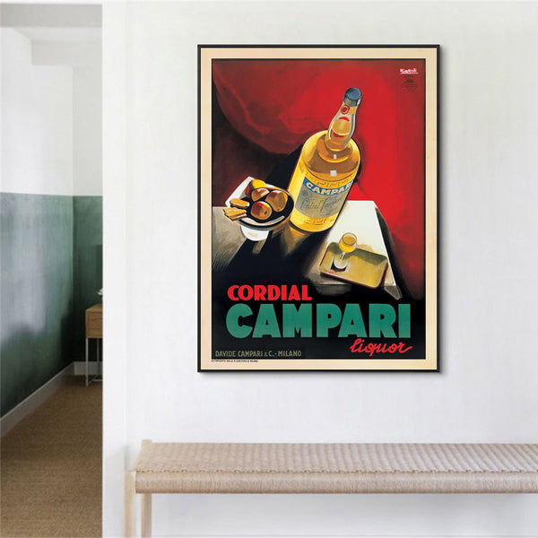 Artime Wall 50Cmx70cm Cordial Campari Liquor Black Frame Canvas Posters & Prints