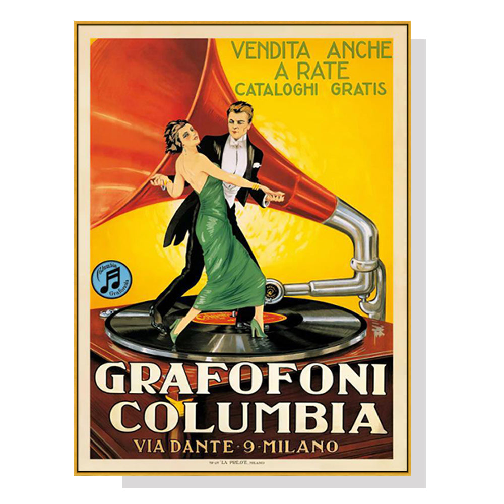 Artime Wall 50Cmx70cm Grafofoni Columbia Gold Frame Canvas Posters & Prints